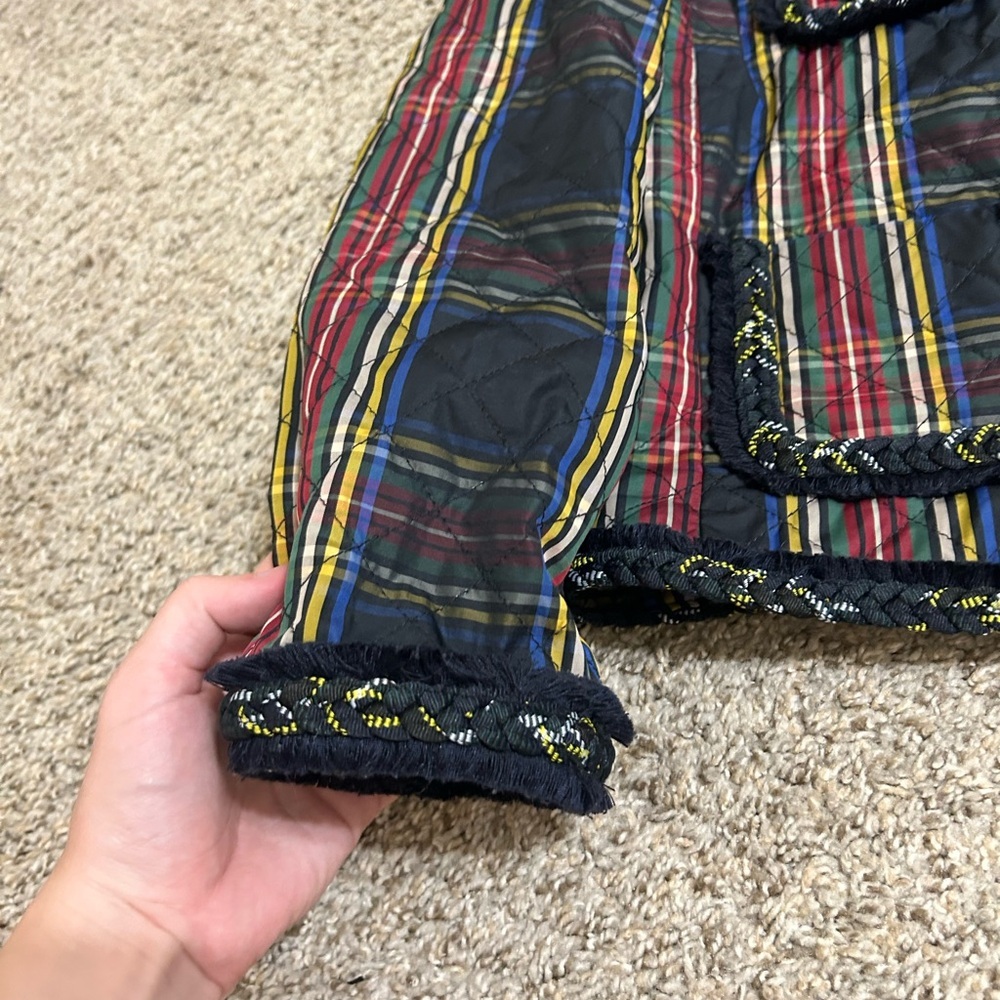 J. Crew Women's Quilted Lady Jacket Size 2 Stewart Plaid Braided Trim Holiday - Picture 4 of 15